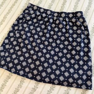 Denim and co. Navy blue and white print skirt with built in shorts.